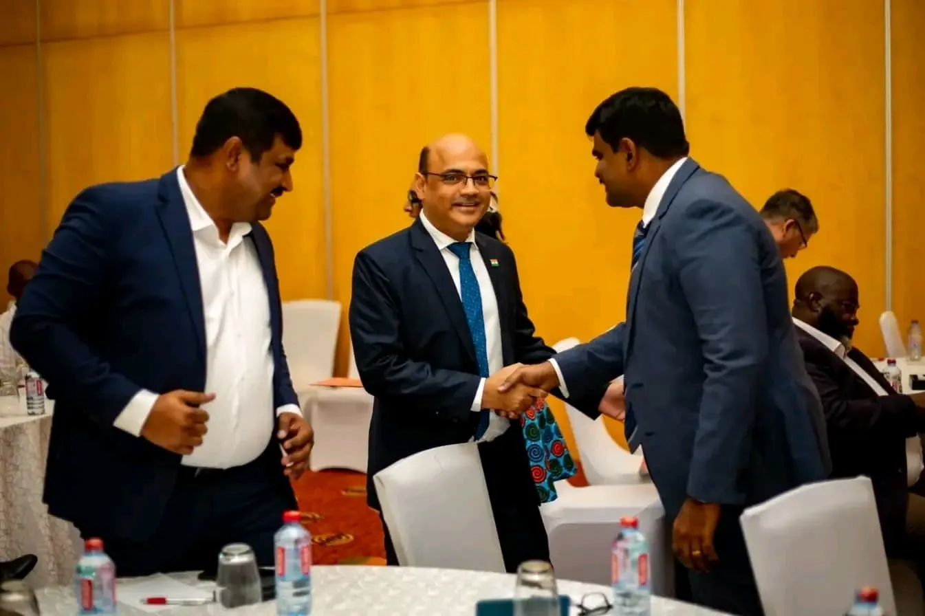 Indian High-Commissioner with Kingdom Exim leaders James Kwame Rajamani, James Rajamani, James Gnanaraj Rajamani, and Immanuel Rajamani